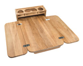 Whitecap 61392C Teak Cockpit Table with Folding Leaves and Four Drink Holder